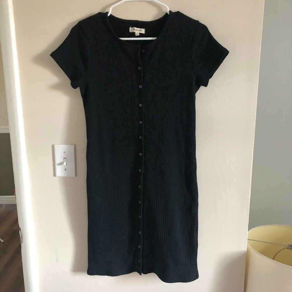 Madewell Black Button Front Sweater Dress